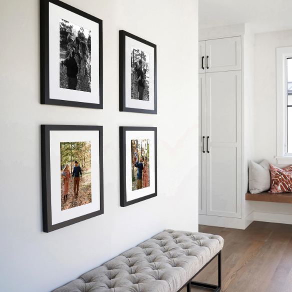 framed pictures on a wall